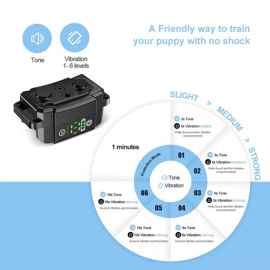 Diervriendelijke blafband met trillingen en geluiden